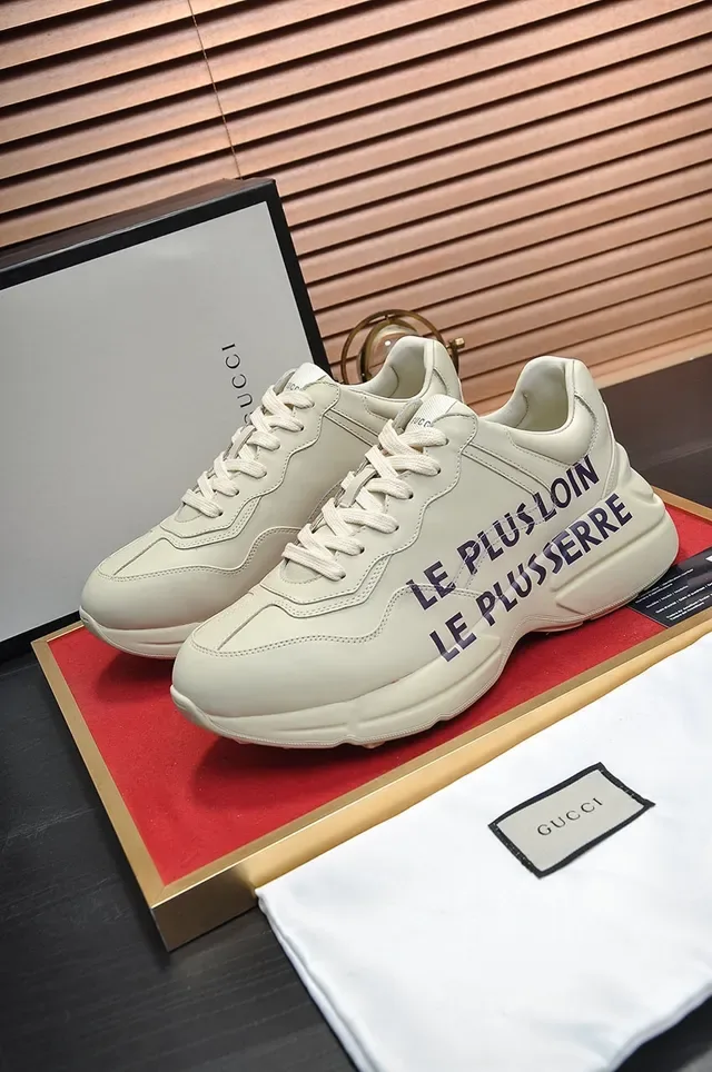 Gucci Rhyton Beige Navy Leather Upper Oversized Anchor Logo Chunky Sneakers 2