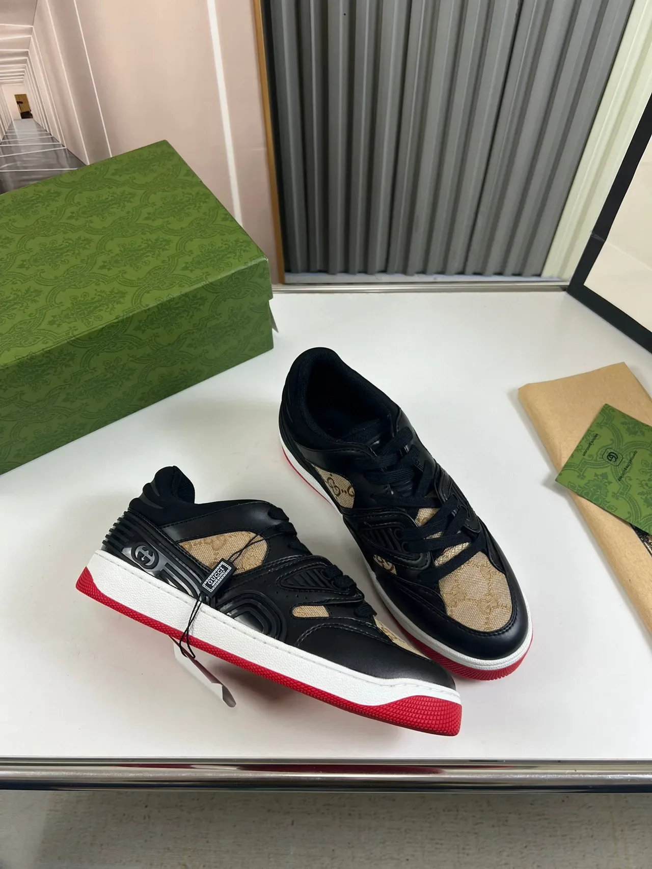 Gucci Rhyton Negro Beige GG-Print Lona Zapatillas Lifestyle 5