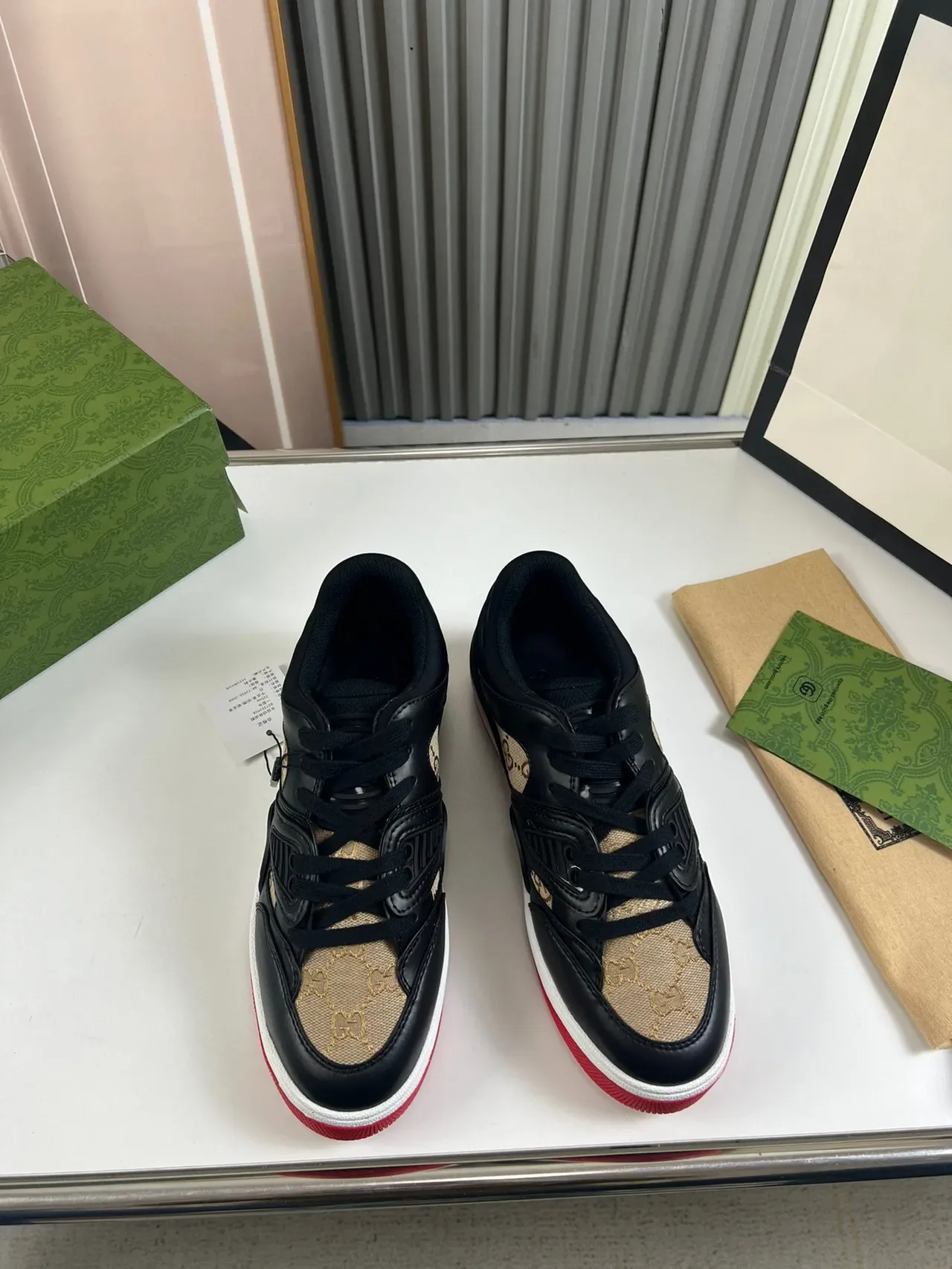 Gucci Rhyton Negro Beige GG-Print Lona Zapatillas Lifestyle 9
