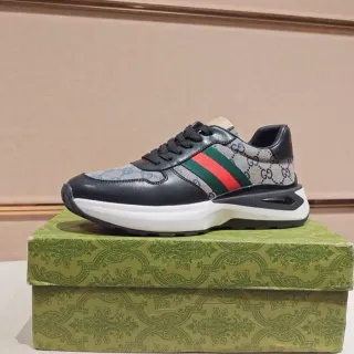 Gucci Rhyton GG Monogram Tissu et Cuir Rayures Web Sneakers Lifestyle