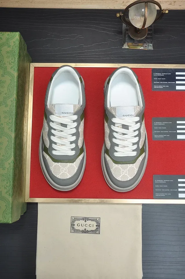 Gucci Rhyton Olive Green and Gray GG Monogram Lifestyle Sneakers 2
