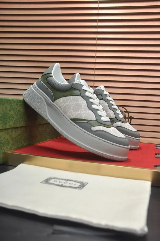 Gucci Rhyton Olive Green and Gray GG Monogram Lifestyle Sneakers 3
