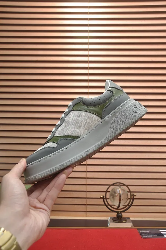 Gucci Rhyton Olive Green and Gray GG Monogram Lifestyle Sneakers 5