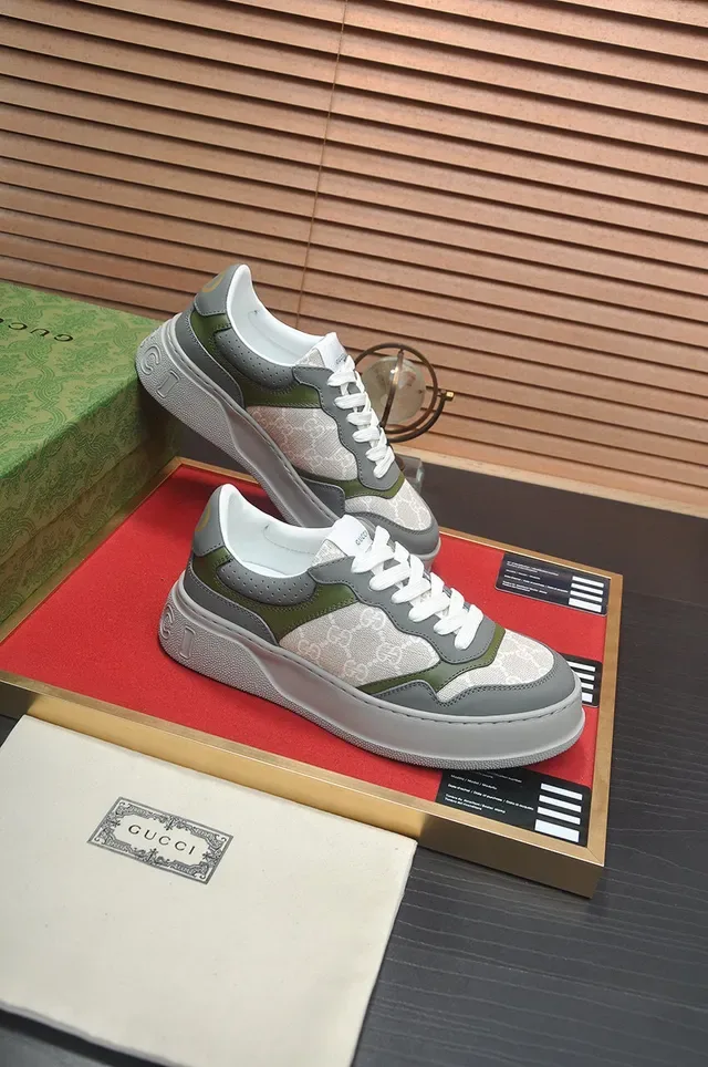 Gucci Rhyton Olive Green and Gray GG Monogram Lifestyle Sneakers 6