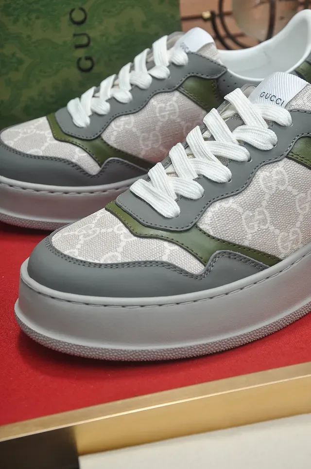 Gucci Rhyton Olive Green and Gray GG Monogram Lifestyle Sneakers 8