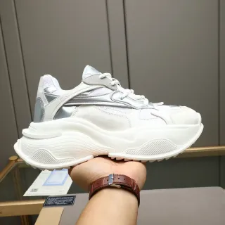 Gucci Rhyton White and Silver Metallic Chunky Sneakers