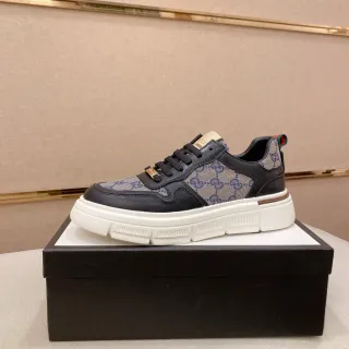 Gucci Screener Black Beige GG Monogram Canvas Leather Overlays Lifestyle Sneakers — Gucci Lifestyle Sneakers photo from the Yupoo catalog