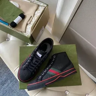 Gucci Screener Negro Verde de caña alta GG impresión de monograma zapatillas lifestyle