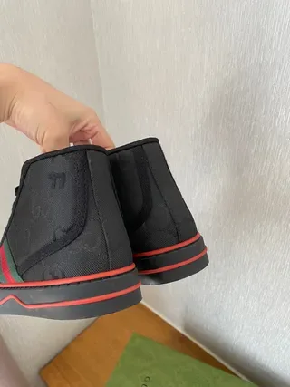Gucci Screener Negro Verde de caña alta GG impresión de monograma zapatillas lifestyle 6
