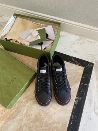 Gucci Screener Negro Verde de caña alta GG impresión de monograma zapatillas lifestyle 8