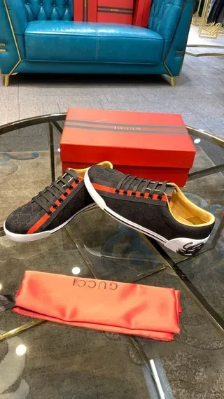Gucci Screener Preto Vermelho Branco GG Monogram Lifestyle Sneakers 3
