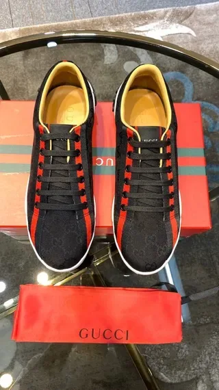 Gucci Screener Preto Vermelho Branco GG Monogram Lifestyle Sneakers 4
