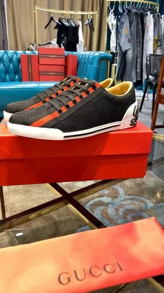 Gucci Screener Preto Vermelho Branco GG Monogram Lifestyle Sneakers 5