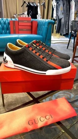 Gucci Screener Preto Vermelho Branco GG Monogram Lifestyle Sneakers 8