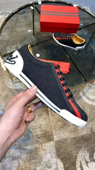 Gucci Screener Preto Vermelho Branco GG Monogram Lifestyle Sneakers 9