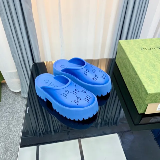 Gucci Screener Sandales de plateforme bleues 2