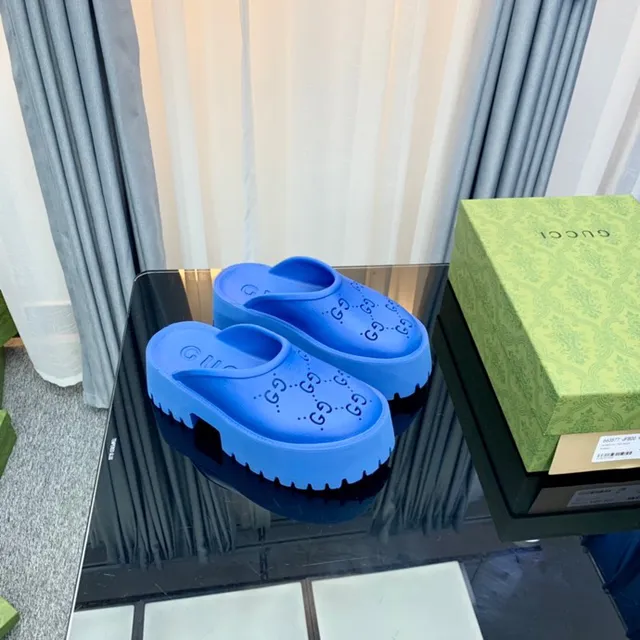Gucci Screener Sandales de plateforme bleues 4