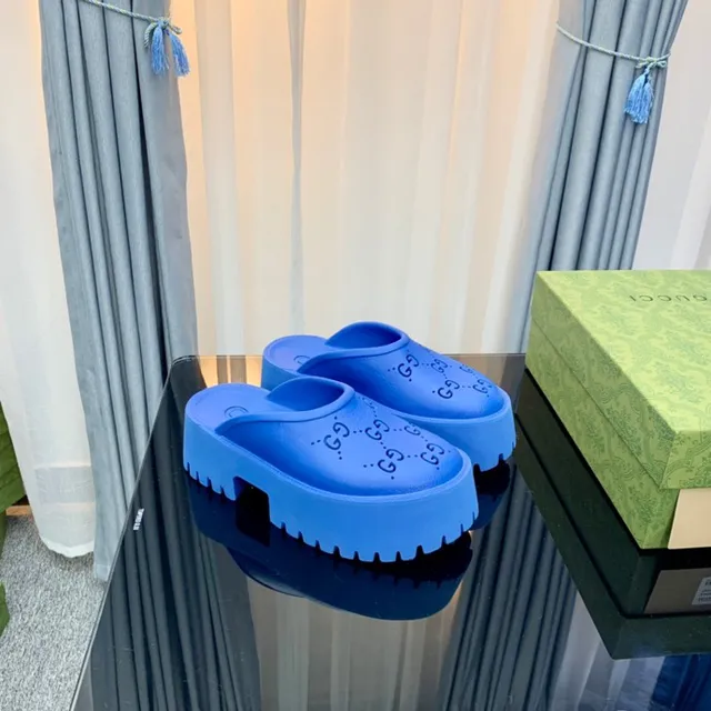 Gucci Screener Sandales de plateforme bleues 5