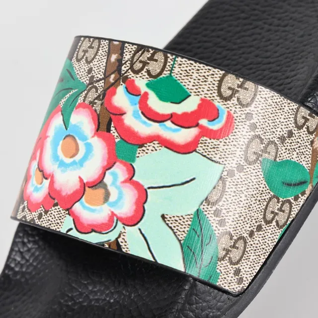 Gucci Screener imprimé floral GG canvas slides 6