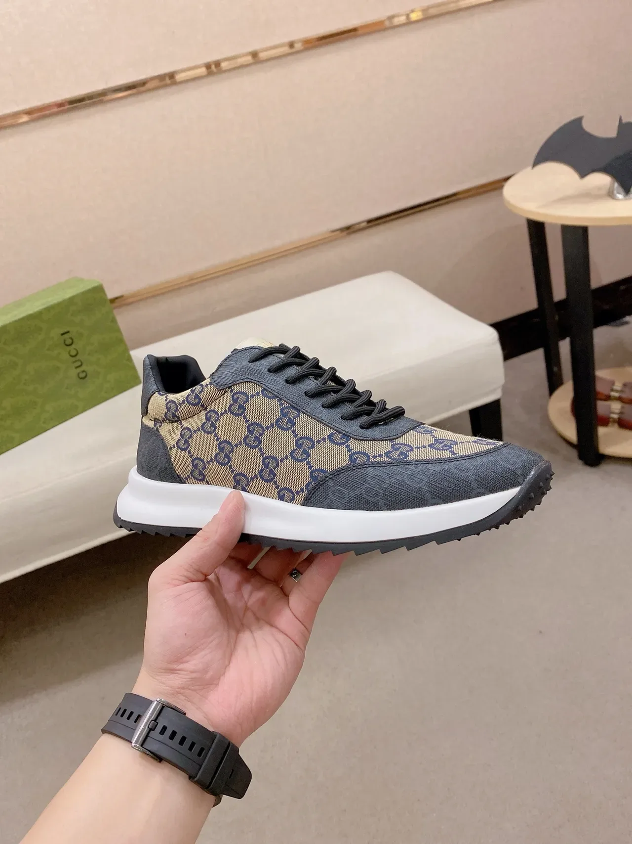 Gucci Screener GG Monogram Canvas and Denim Lifestyle Sneakers 5