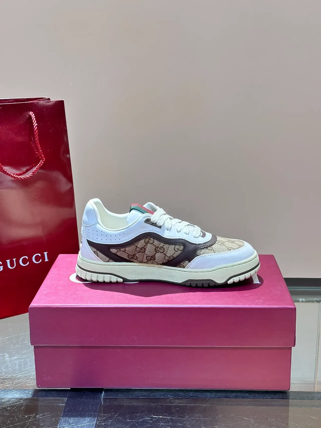 Gucci Screener GG Monogram lona Web Stripe sneakers lifestyle 4