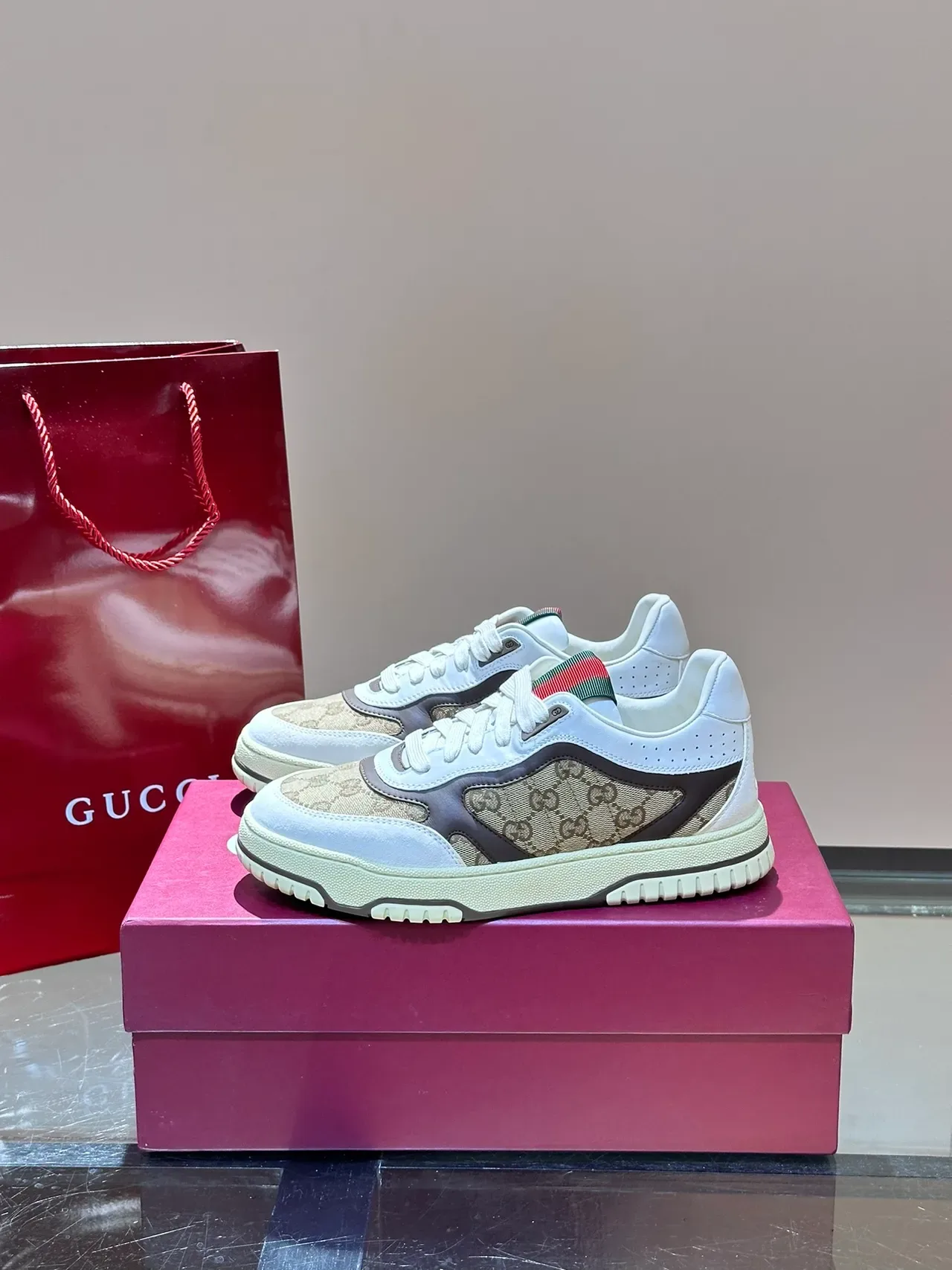 Gucci Screener GG Monogram lona Web Stripe sneakers lifestyle 5