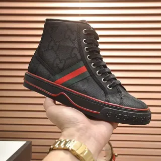Gucci Screener High-Top أسود أحمر أخضر ويب سترايب أسلوب حياة أحذية رياضية