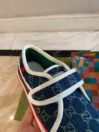 Gucci Screener أزرق بحري GG Monogram Velcro Strap Lifestyle Sneakers 3