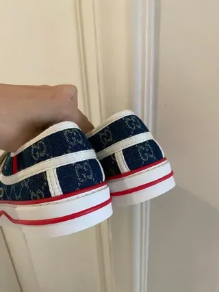 Gucci Screener أزرق بحري GG Monogram Velcro Strap Lifestyle Sneakers 4