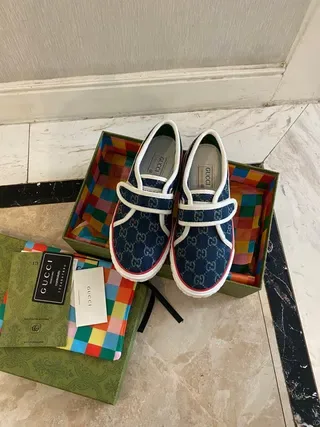 Gucci Screener أزرق بحري GG Monogram Velcro Strap Lifestyle Sneakers 5