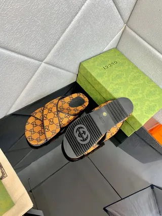 Gucci Screener Laranja GG Monogram Lona Sapatilhas 4