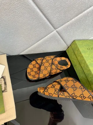 Gucci Screener Laranja GG Monogram Lona Sapatilhas 5