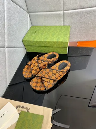 Gucci Screener Laranja GG Monogram Lona Sapatilhas 6