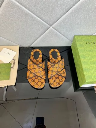Gucci Screener Laranja GG Monogram Lona Sapatilhas 8