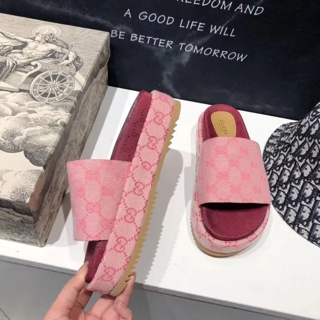 Gucci Screener Pink GG Monogram Platform Slippers 4