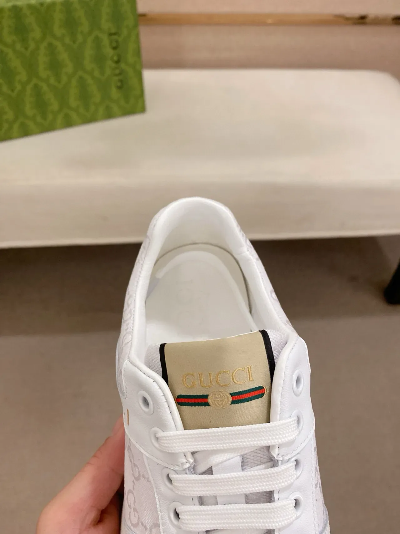 Gucci Screener 白色 GG Monogram 生活方式鞋 6