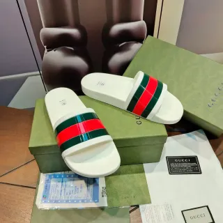 Gucci Screener أبيض أخضر أحمر ويب سترايب نعال