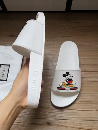 Gucci Screener White Mickey Mouse Graphic Slippers 8