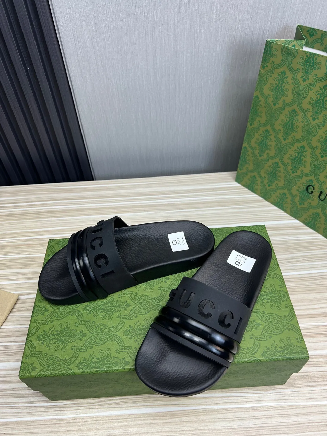Gucci Slide Black Rubber Slippers 7