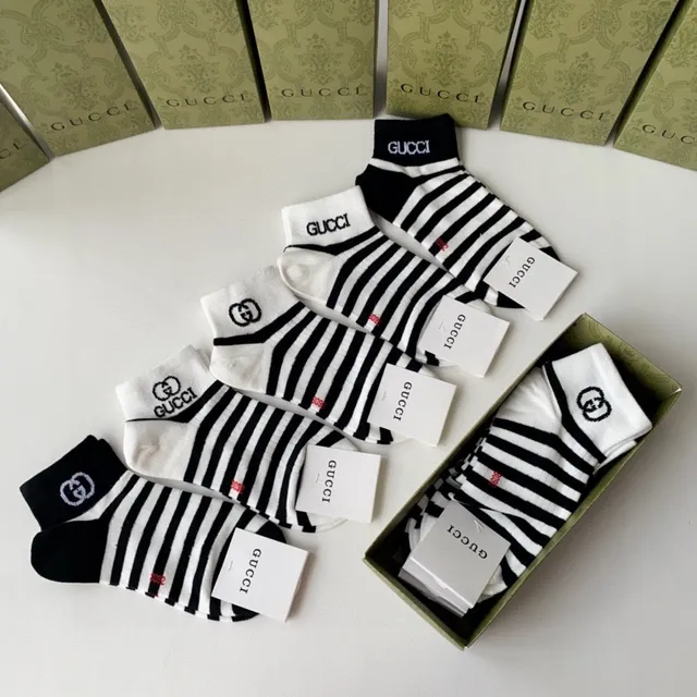 Gucci Calcetines de tobillo con rayas Logo-Cuff 5