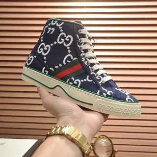 Gucci Tennis 1977 Navy GG Monogram 高帮生活方式运动鞋