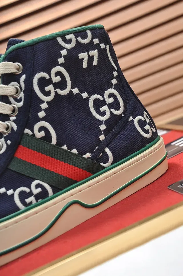 Gucci Tennis 1977 Navy GG Monogram High-Top Lifestyle Sneakers 2
