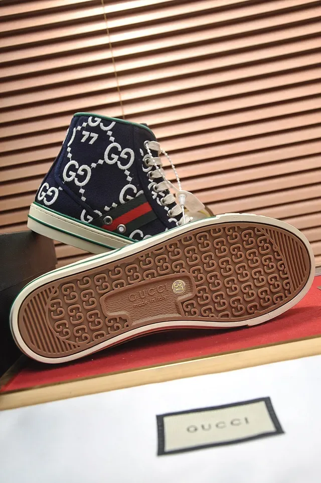 Gucci Tennis 1977 Navy GG Monogram High-Top Lifestyle Sneakers 4