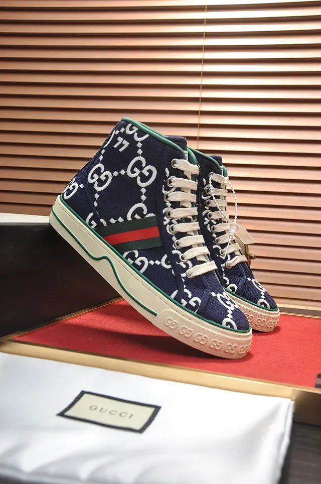 Gucci Tennis 1977 Navy GG Monogram High-Top Lifestyle Sneakers 7