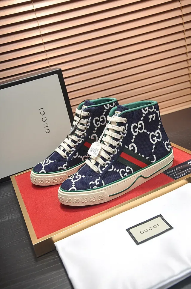 Gucci Tennis 1977 Navy GG Monogram High-Top Lifestyle Sneakers 8