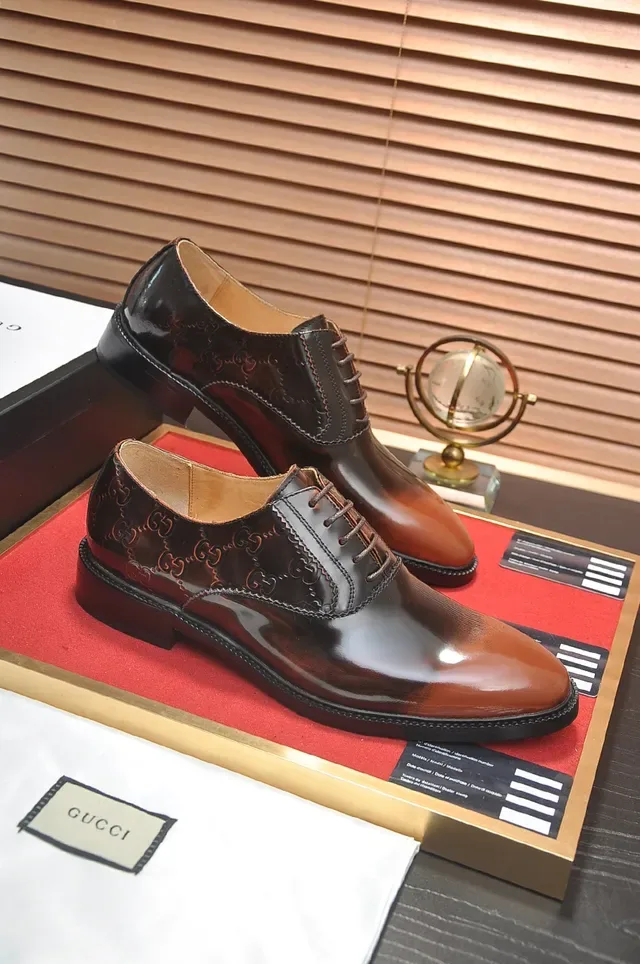 Gucci Two-Tone Monogram Cap-Toe Oxford Shoes 4