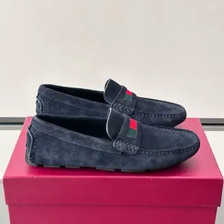 Gucci Web Loafer সুয়েড লোফার স্লিপ-অন নৌবাহিনী নীল