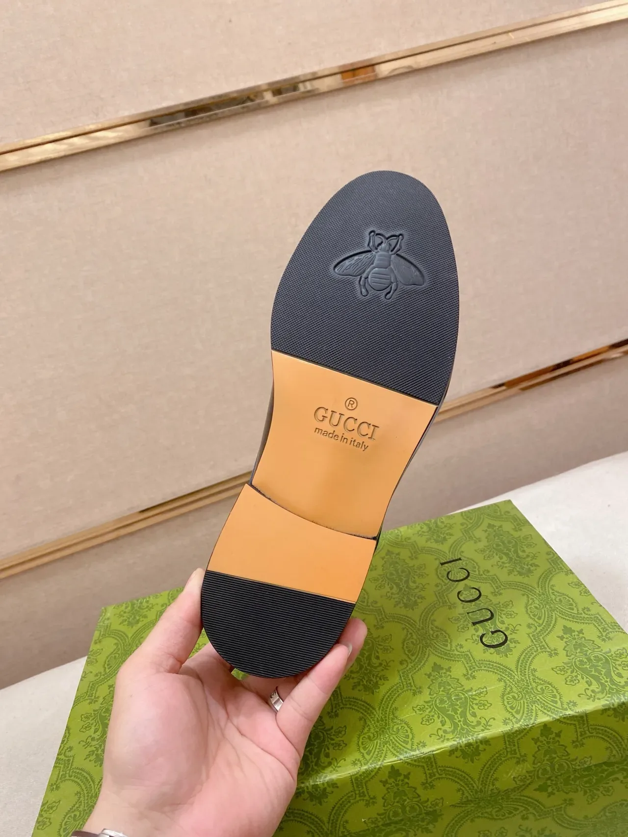 Gucci Web Stripe Noir Vert Cuir Patent Brillant Détail Oxford Chaussures 2