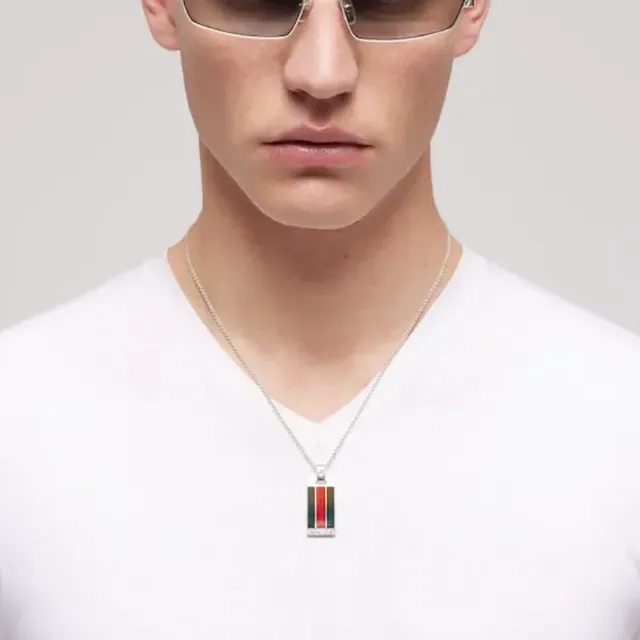 Gucci Web Stripe Rectangular Pendant Necklace 2