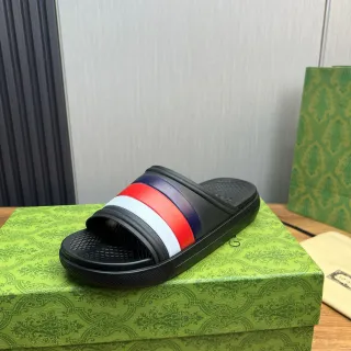 Gucci Web Stripe Slide Black Red White Navy Slippers